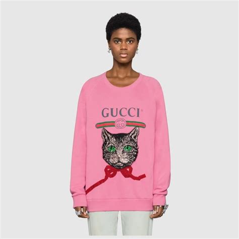 gucci logo sweatshirt with mystic cat|gucci oversized sweatshirt.